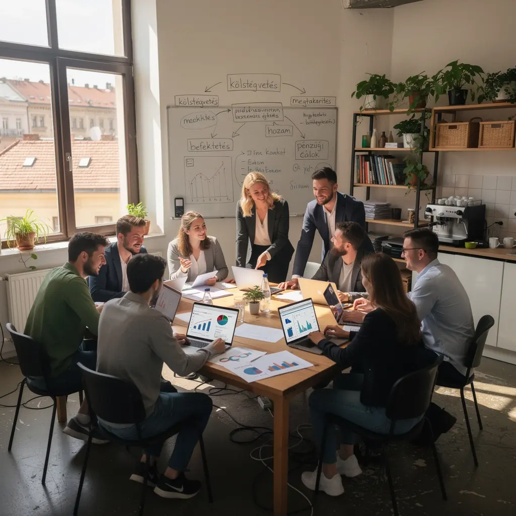 Könyvborító, amely a személyes pénzügyek alapjait mutatja be, hasznos tippekkel.